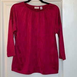 Chico’s Blouse Sz 1 Deep Rose Fuscia